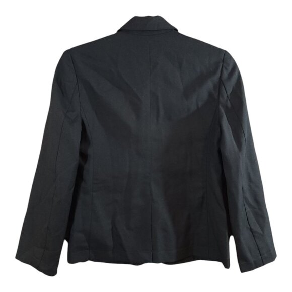 Garnet Hill Black Wool Blend Single-breasted 2-Button Blazer Career Women's 2 - Picture 3 of 5
